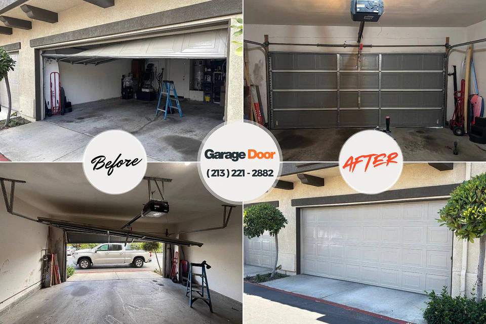 Before and after: garage door repair Gibsonville, NC